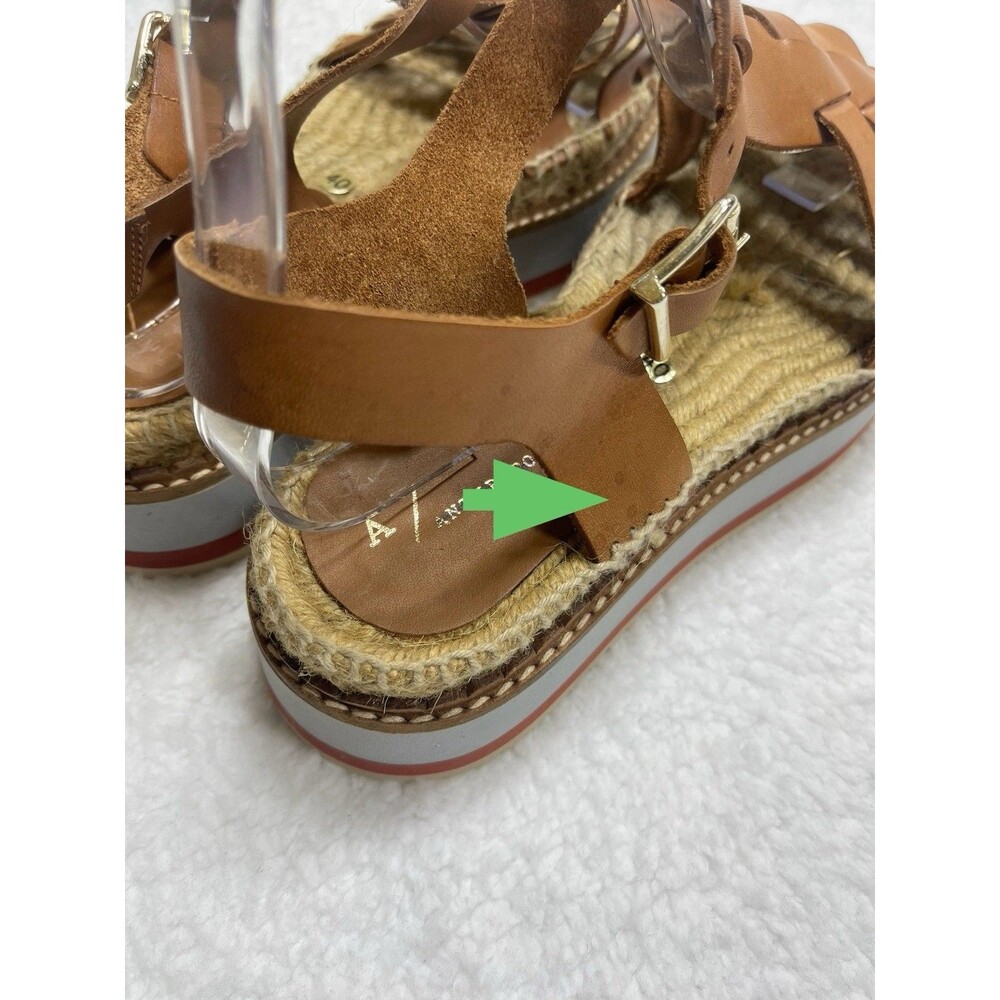 Anthropologie Women Sporty Platform Leather Tan Espadrille Sandals Shoes Size 40 - Picture 13 of 13